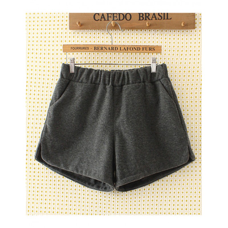 Fashion Dark Gray Pure Color Decorated Shorts Fashion Dark Gray Pure Color Decorated Shorts