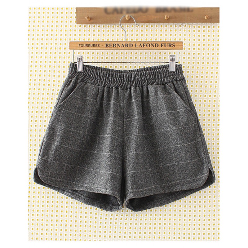 Fashion Dark Gray Square Pattern Decorated Shorts Fashion Dark Gray Square Pattern Decorated Shorts