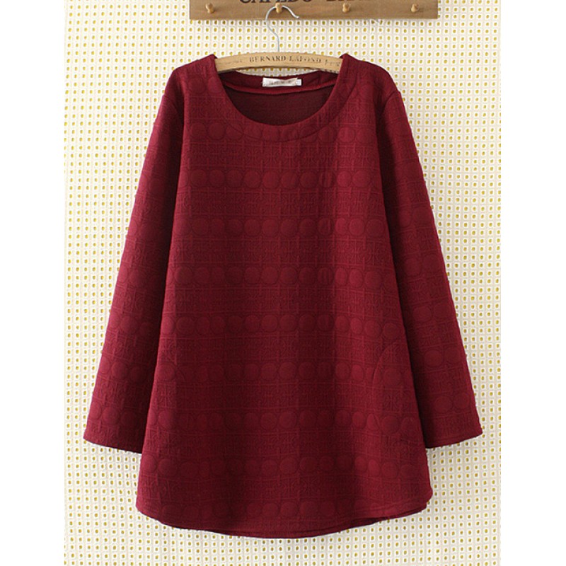 Elegant Claret-red Round Shape Decorated Blouse Elegant Claret-red Round Shape Decorated Blouse