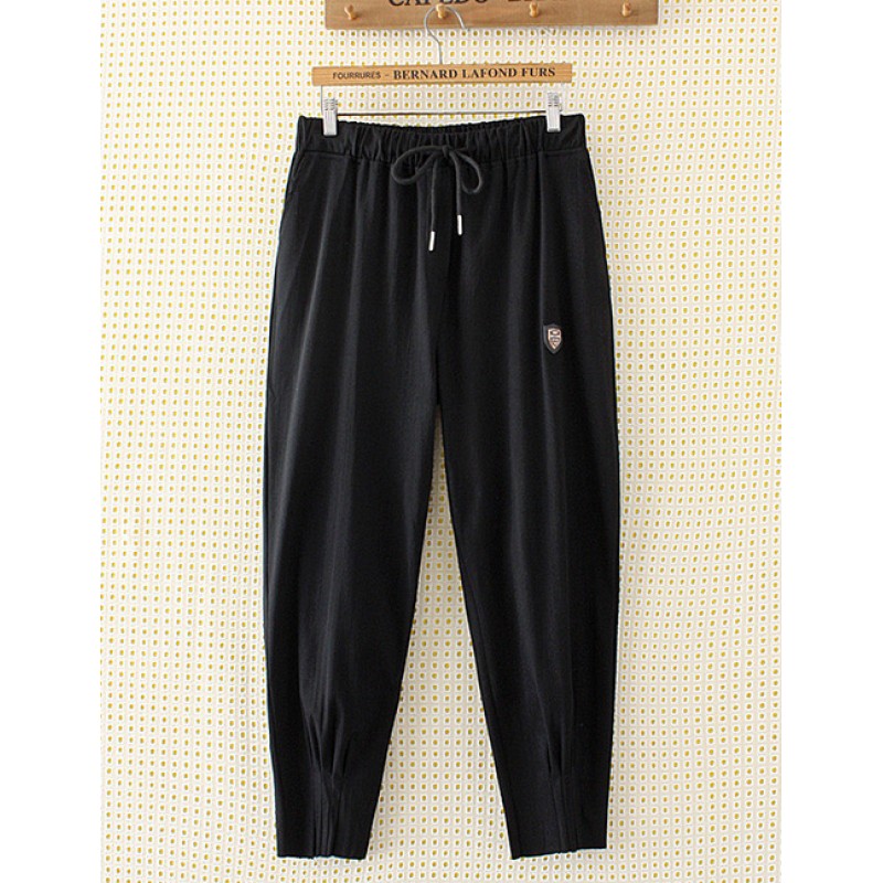 Fashion Black Shield Shape Decorated Pants Fashion Black Shield Shape Decorated Pants