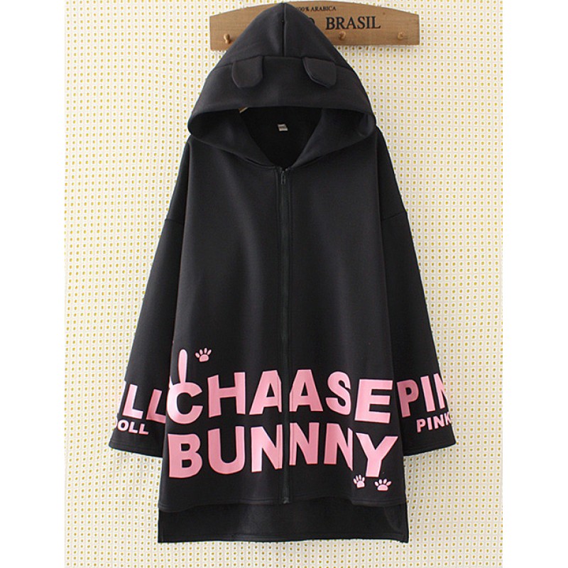 Fashion Black Ear Shape Decorated Coat Fashion Black Ear Shape Decorated Coat