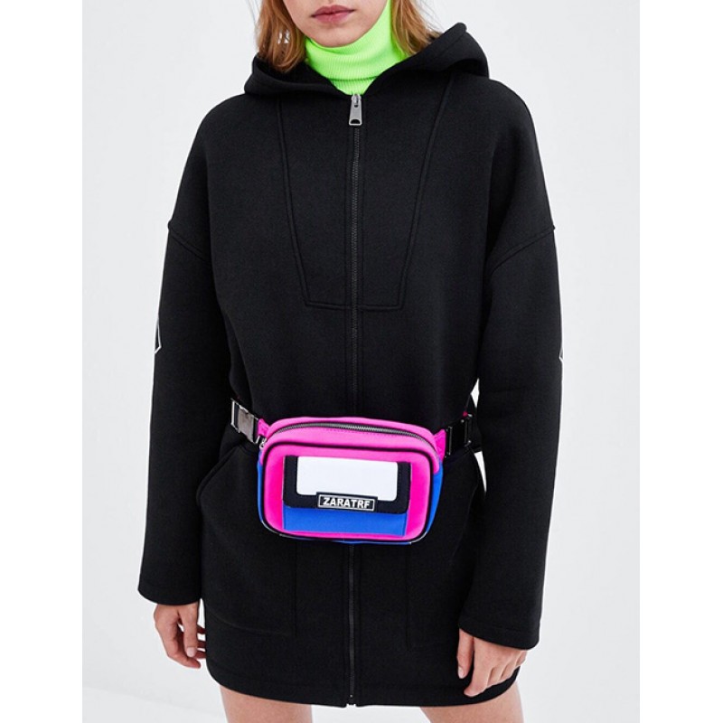Fashion Black Zipper Decorated Pure Color Coat Fashion Black Zipper Decorated Pure Color Coat