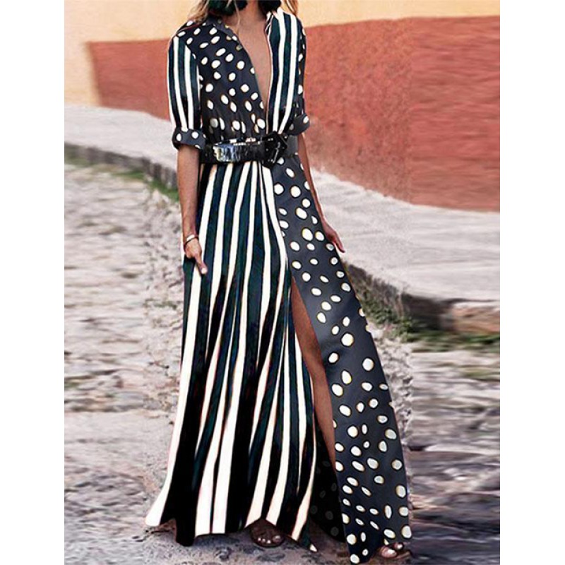 Fashion Black Spot Pattern Decorated Dress Fashion Black Spot Pattern Decorated Dress
