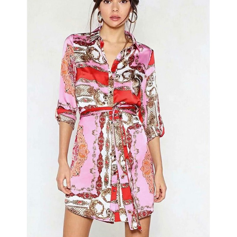 Fashion Multi-color Flowers Decorated Long Sleeves Dress Fashion Multi-color Flowers Decorated Long Sleeves Dress