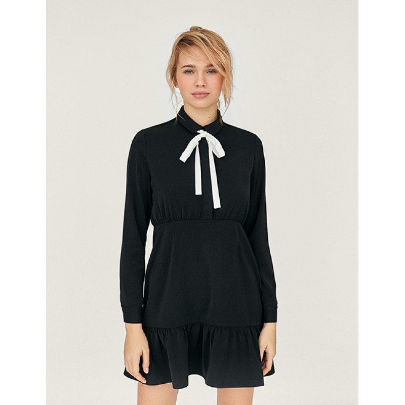 Fashion Black Pure Color Decorated Dress Fashion Black Pure Color Decorated Dress