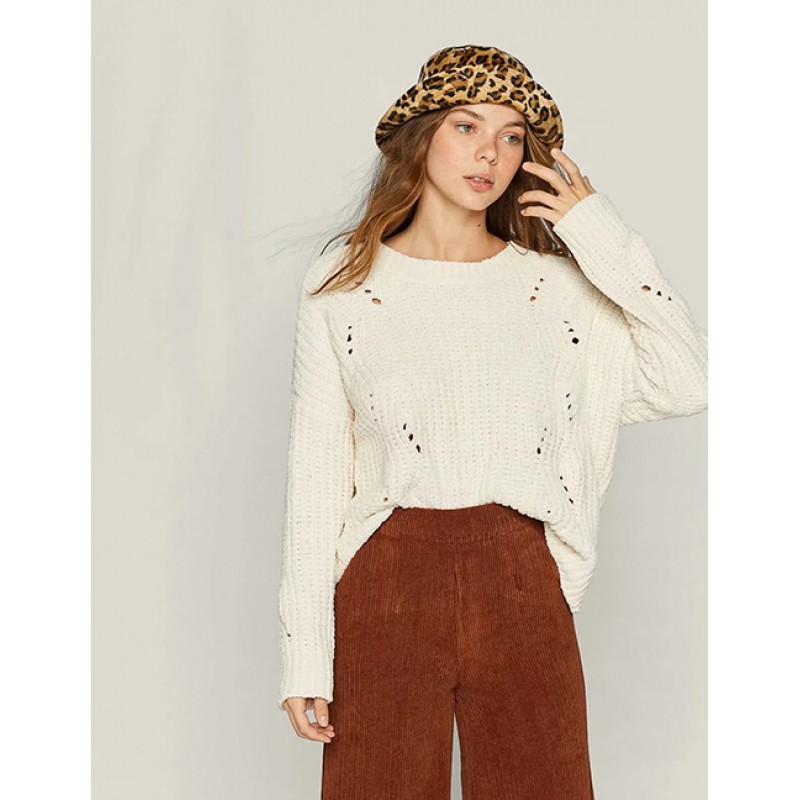 Fashion Beige Pure Color Decorated Sweater Fashion Beige Pure Color Decorated Sweater
