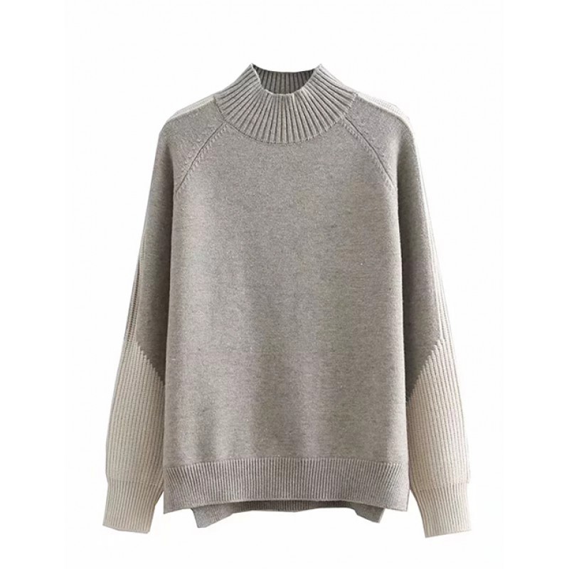 Fashion Gray Pure Color Decorated Sweater Fashion Gray Pure Color Decorated Sweater
