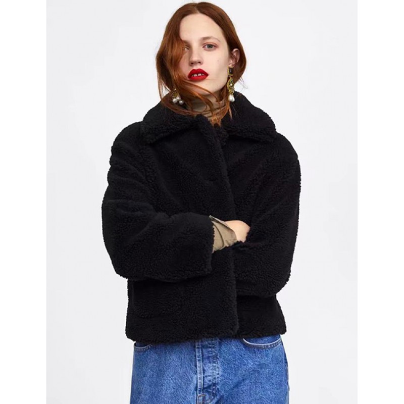 Fashion Black Pure Color Decorated Leisure Coat Fashion Black Pure Color Decorated Leisure Coat